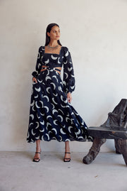 BLACK MOONCREST CUTOUT MAXI