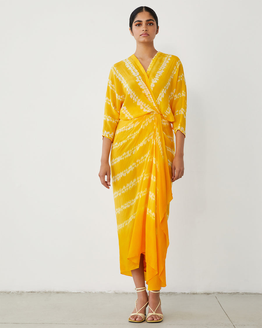 YELLOW SHIBORI DRESS