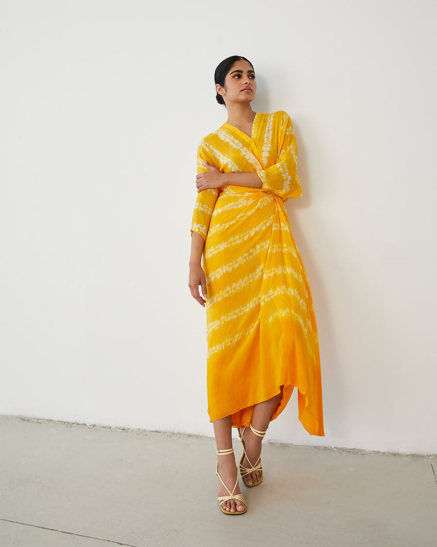 YELLOW SHIBORI DRESS