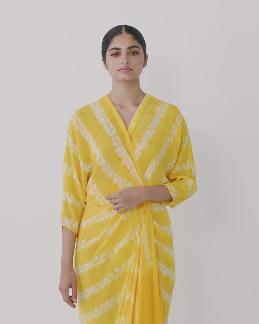 YELLOW SHIBORI DRESS